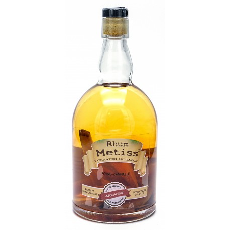 Rhum Arrangé- Poire - Cannelle 70cl 23.7° - Métiss Île de la Réunion