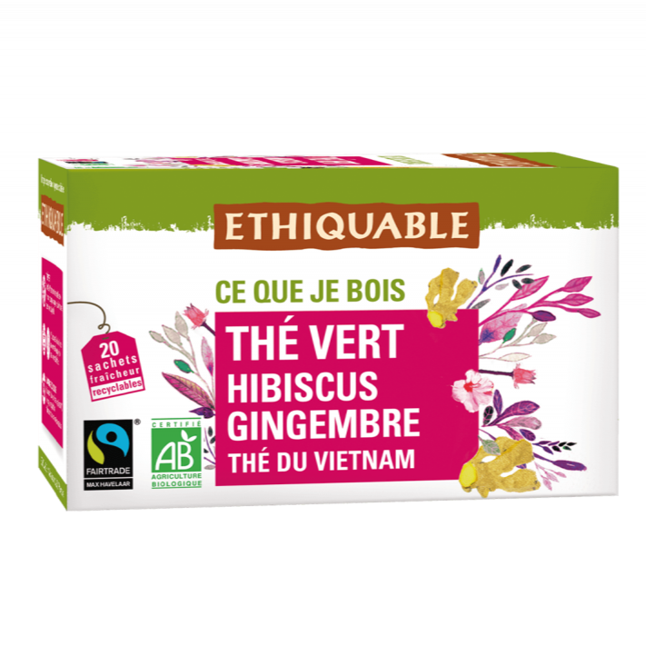 Thé vert Bio Ethiquable hibiscus Gingembre - 36g