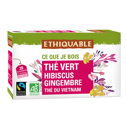 Thé vert Bio Ethiquable hibiscus Gingembre - 36g