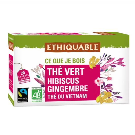 Thé vert Bio Ethiquable hibiscus Gingembre - 36g