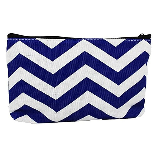 Trousse de maquillage à chevron bleu