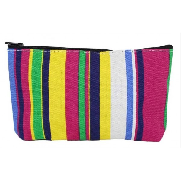 Trousse de maquillage à rayures multicolores