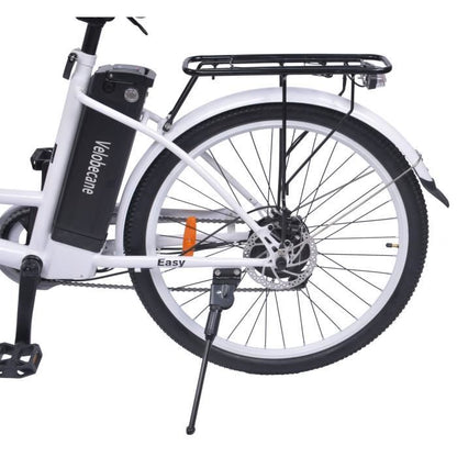 Vélo électrique 26' VELOBECANE-7 vitesses-Freins à disque-autonomie 40km-Blanc